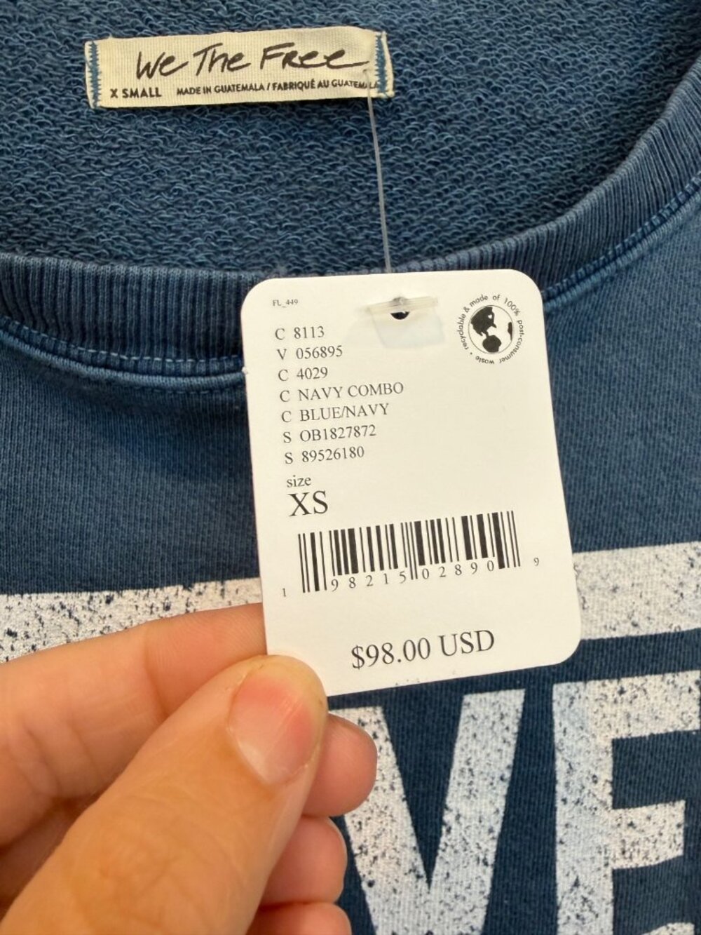 We The Free Camden Graphic Sweatshirt Blue Size XS Denver Oversized NWT $98 - Picture 4 of 7